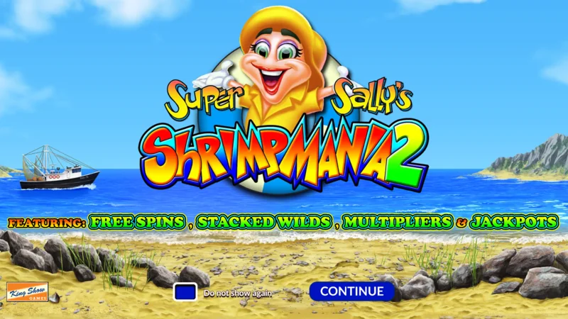 Super Sally's Shrimpmania 2 - glavni ekran sa kolutima 5x4 i mrežom od 40 isplatnih linija